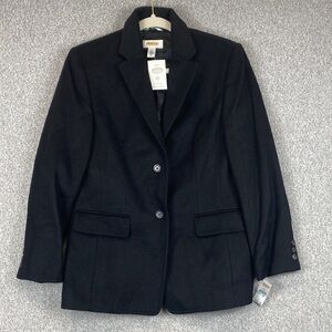Talbots pure camel hair blazer size 6 petite black timeless elegant chic formal